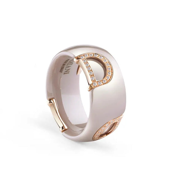D.Icon Cappuccino Ceramic, Pink Gold and Diamonds Ring